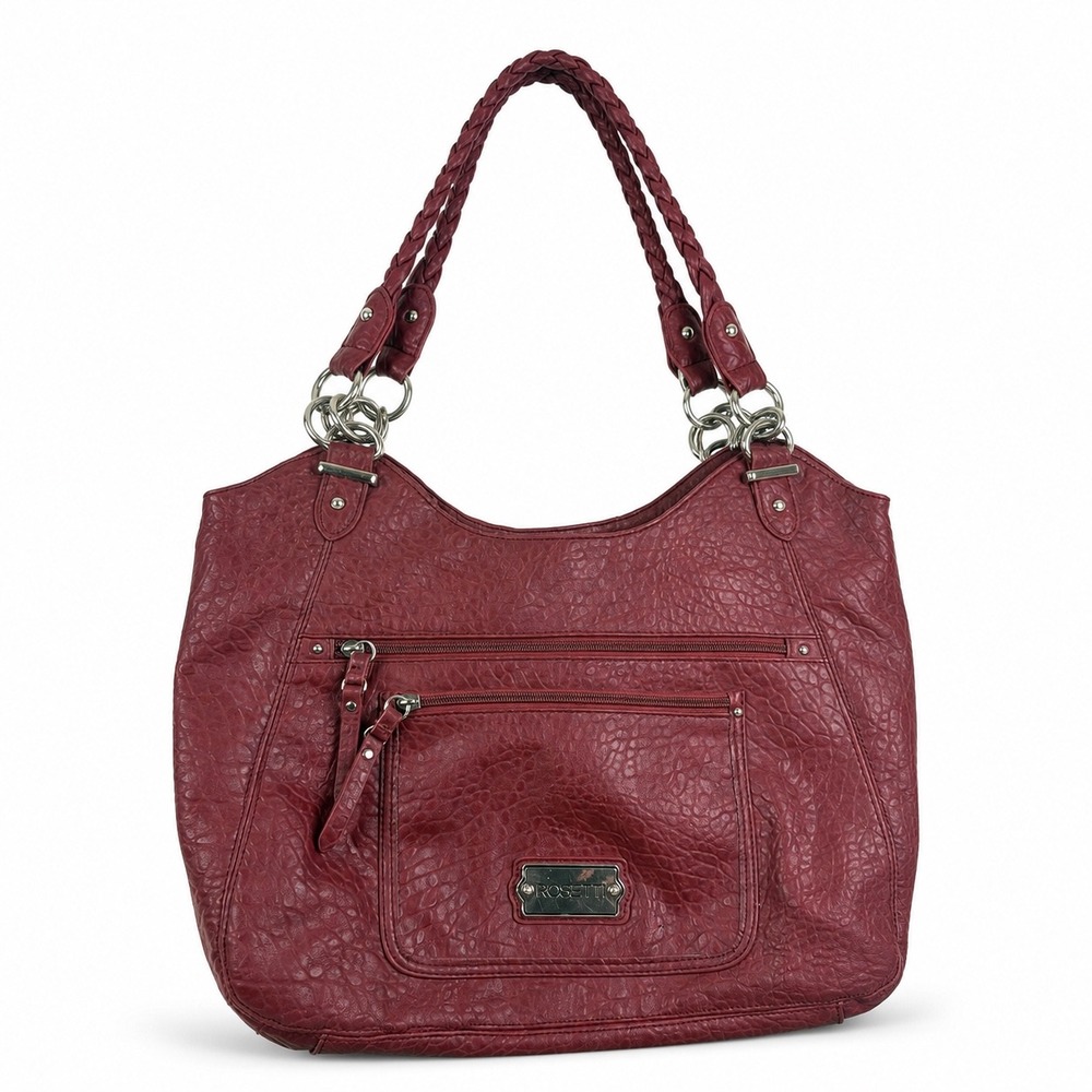 Rosetti Vintage Y2K Red Pebbled Faux Leather Hobo Slouchy Shoulder Bag Purse